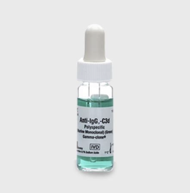 Reactivos y juegos de reactivos para pruebas específicas Coombs monoespecífico de tipo C3d. Frasco con 3 ml. RTC.